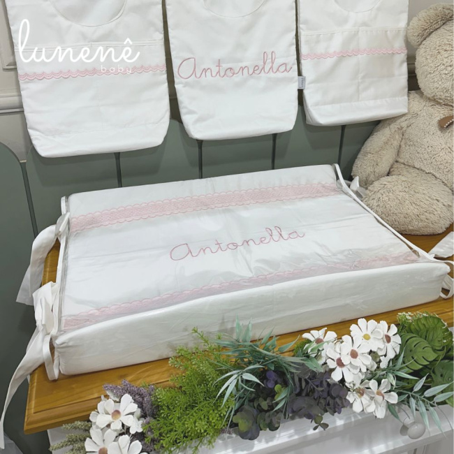 Trocador Anatômico Lunenê Baby Castelli Rosa 400 Fios 4583