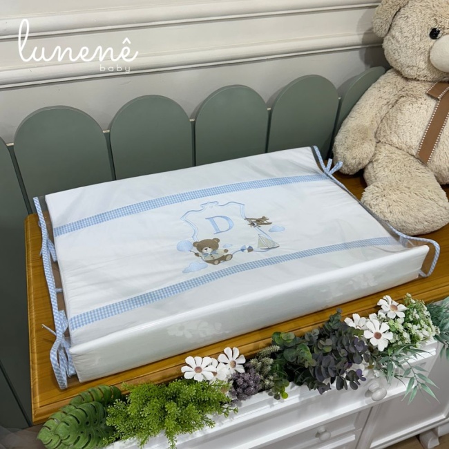 Trocador Anatômico Personalizado Ursinho Aviador 200 Fios 4563