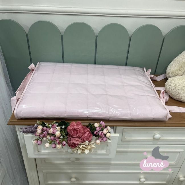 Trocador Luxo Matelado Lunenê Baby Rose 200 Fios