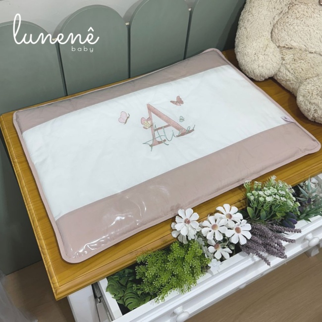 Trocador Luxo Personalizado Borboletas Bege e Terracota - 4607