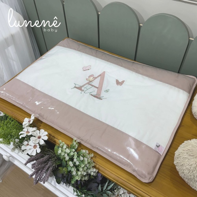 Trocador Luxo Personalizado Borboletas Bege e Terracota - 4607