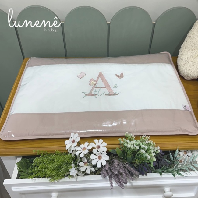 Trocador Luxo Personalizado Borboletas Bege e Terracota - 4607