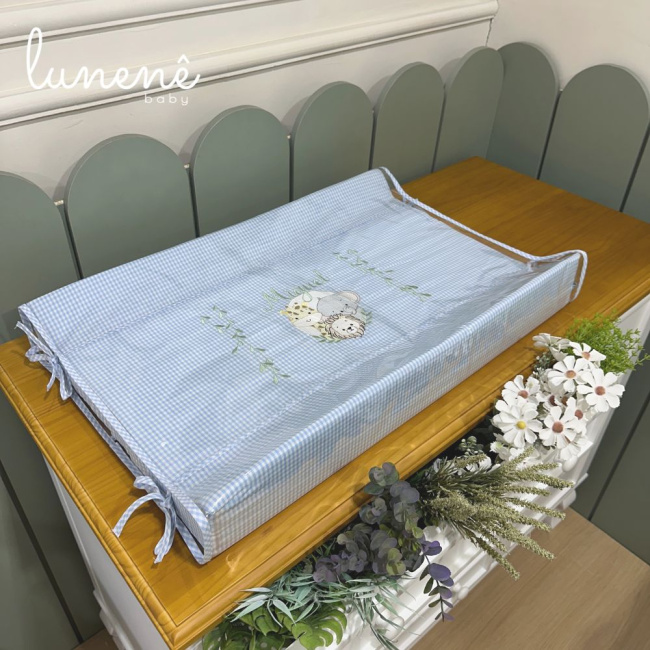 Trocador Personalizado Anatômico Bichinhos Xadrez Azul 200 Fios 4514