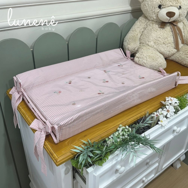 Trocador Personalizado Anatômico Cerejinha Rose 200 Fios 4568