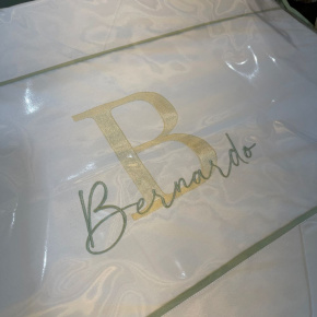 Trocador Personalizado Anatômico Luxo Folhas Baby Branco e Verde 200 Fios