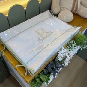 Trocador Personalizado Anatômico Luxo Folhas Baby Branco e Verde 200 Fios