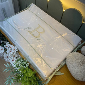 Trocador Personalizado Anatômico Luxo Folhas Baby Branco e Verde 200 Fios