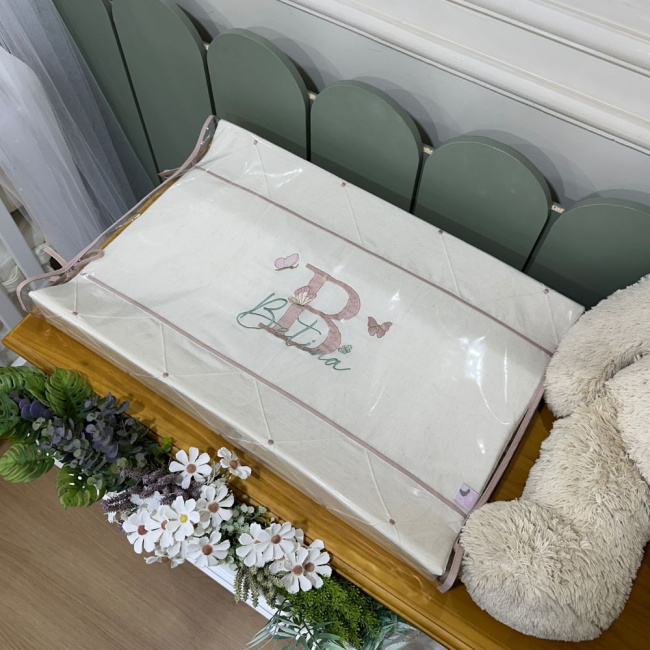 Trocador Personalizado Anatômico Luxo Terracota Linho 200 Fios