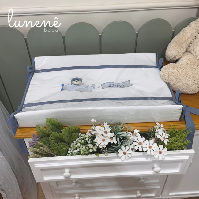 Trocador Personalizado Anatômico Urso Aviador 200 Fios 4578