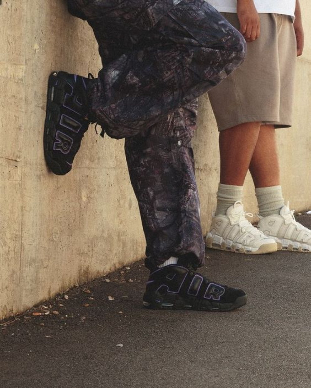 Air more uptempo clearance black reflective on feet