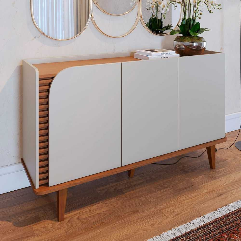 BalcÃ£o Buffet JurerÃª 3 Portas Off White / FreijÃ³ - Colibri
