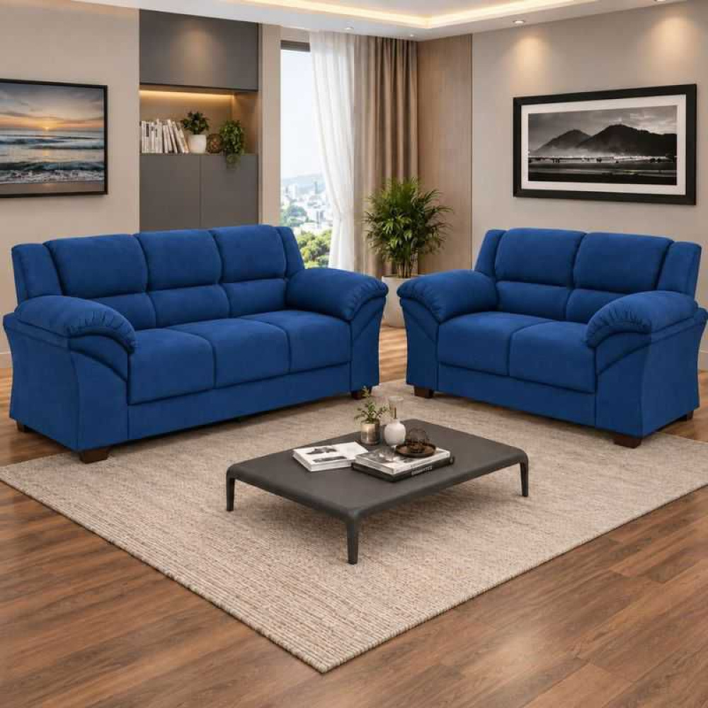 Conjunto SofÃ¡ 3 e 2 Lugares Azul ~ ParanÃ¡ Paris