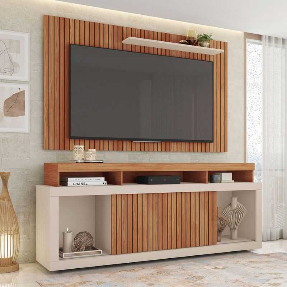 Rack com Painel para TV atÃ  65'' New Oscar FreijÃ³ / Off White - Caemmun