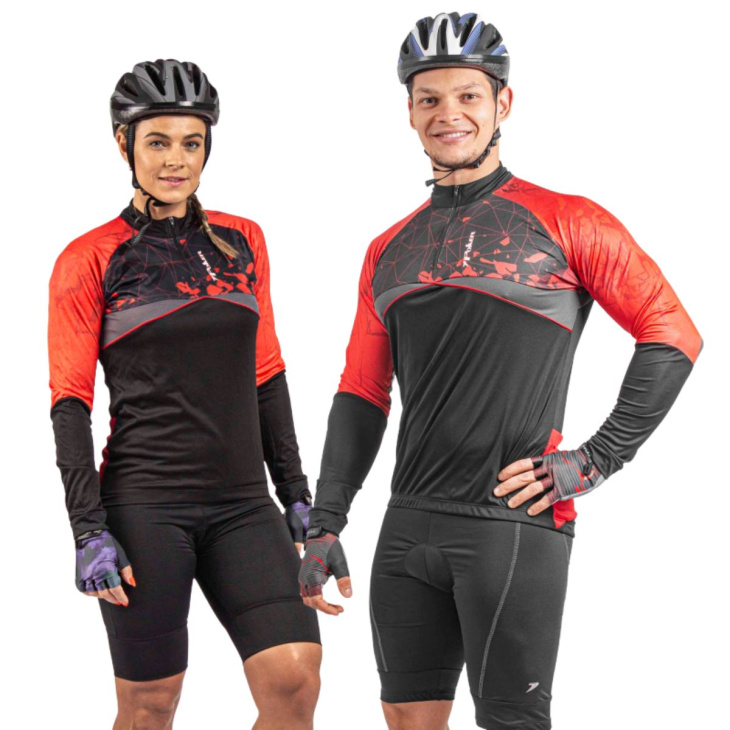 Camisa Ciclismo Poker Manga Longa Parcial Blip Com Ziper PTVM