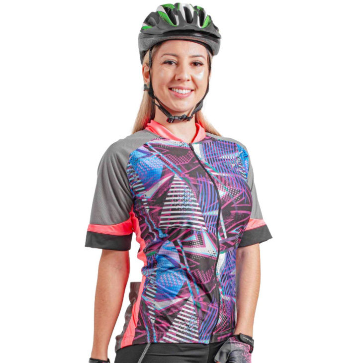 Camisa Ciclista Poker Feminina Manga Curta Jewel II Com Ziper CGRP