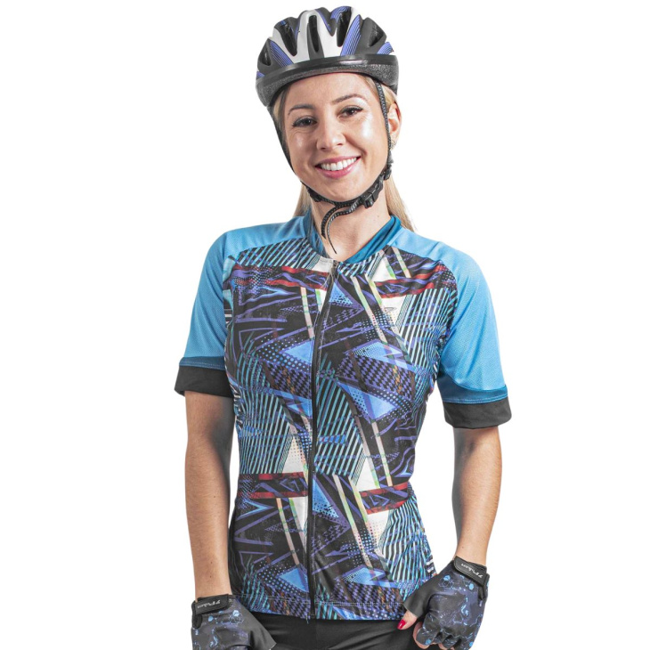 Camisa Ciclista Poker Feminina Manga Curta Jewel II Com Ziper CGAP