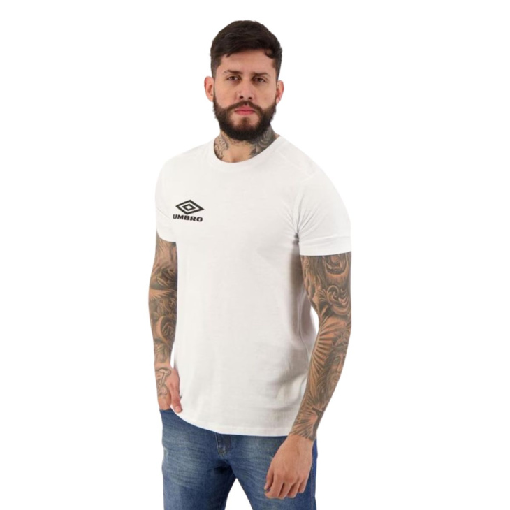 Camisa Masculina Umbro Vertical Logo Branca