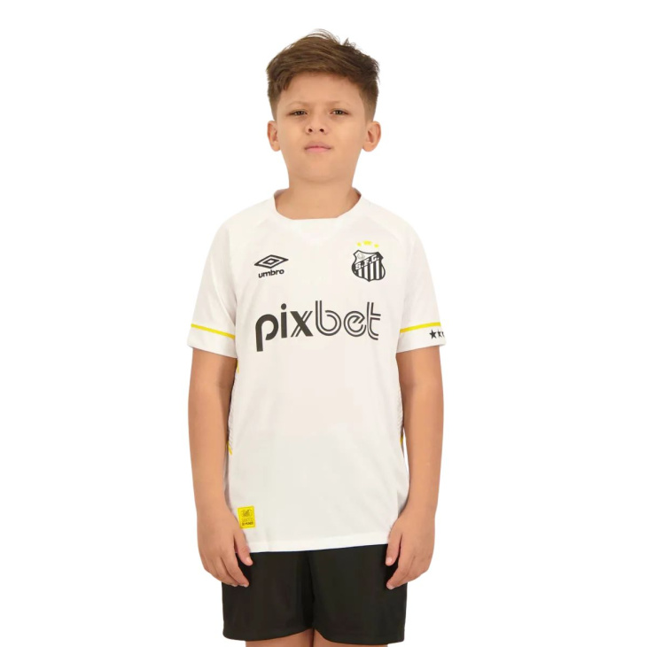 Camisa Umbro Santos Juvenil Oficial 1 2023 Branca