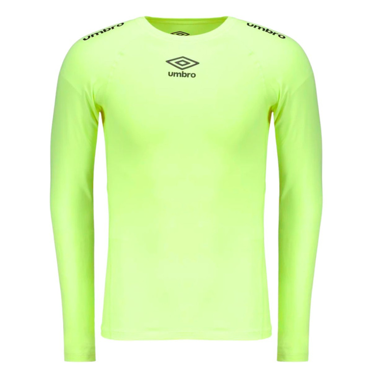 Camisa Umbro Térmica Compressão Manga Longa Clubes Amarelo Limão