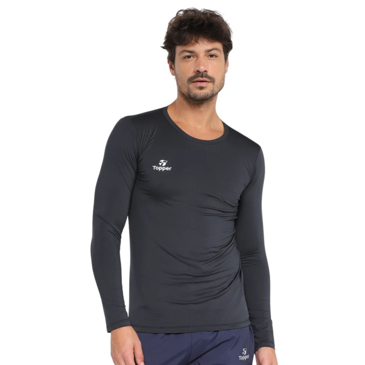 Camiseta T-Shirt Topper Térmica Manga Longa Classic New Preto