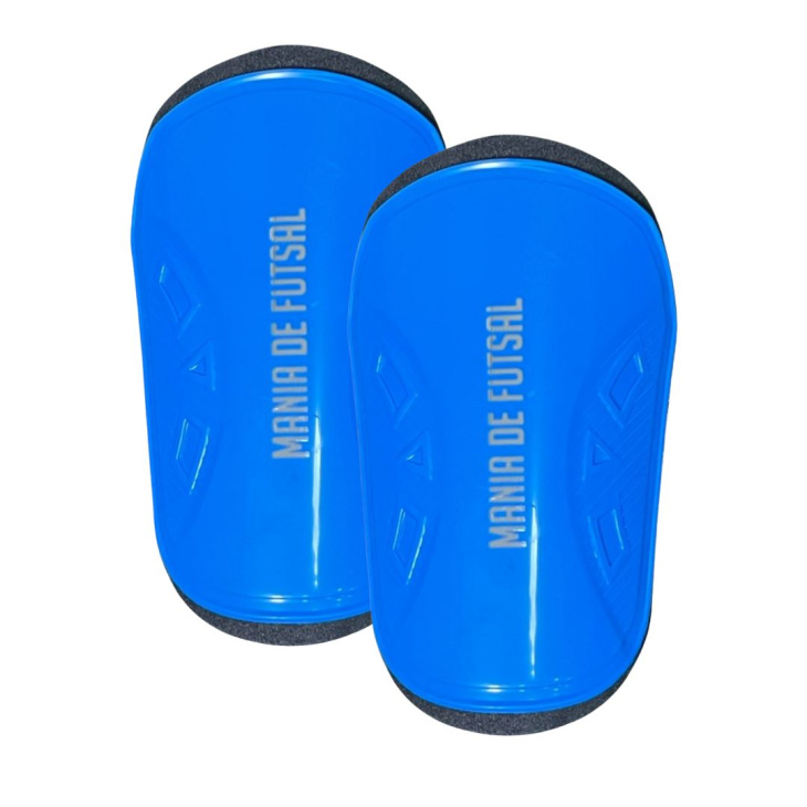 Caneleira Mania de Futsal Small Shield Juvenil Azul/Preto