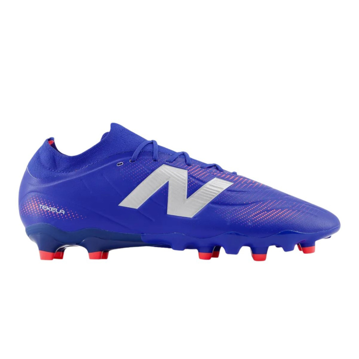Chuteira Campo New Balance Tekela Team Low Laced Fg V5 Azul-Branco