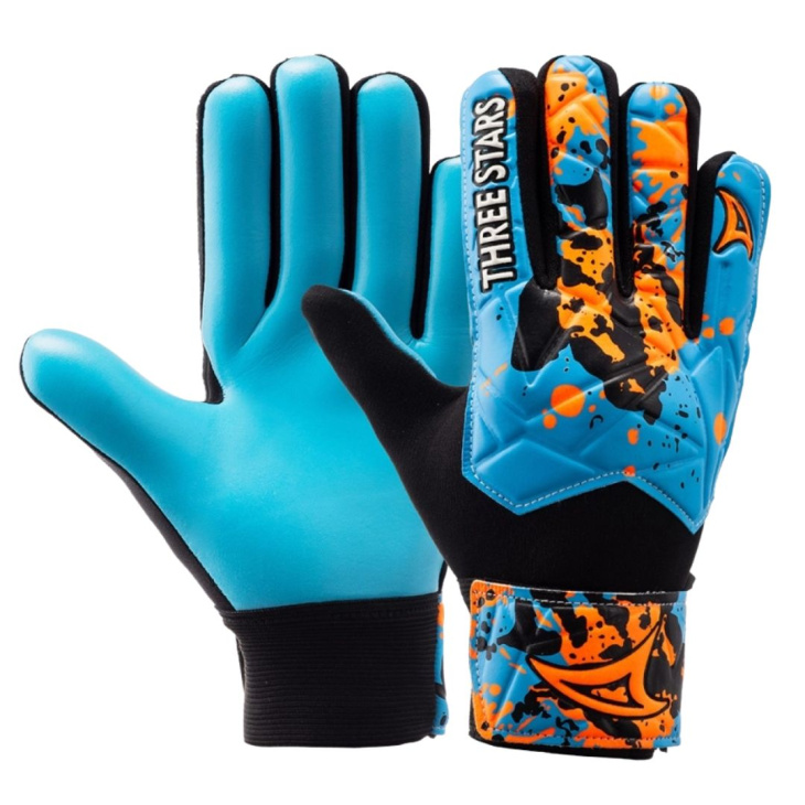 Luva Goleiro Campo Three Stars Brava Infantil Palma Azul