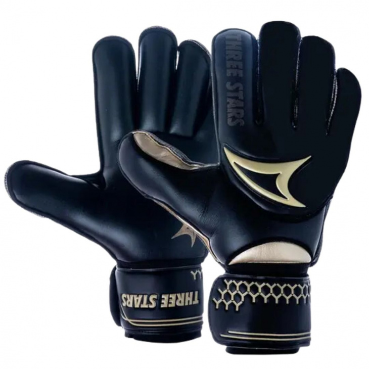 Luva Goleiro Campo Three Stars Gold Profissional Preta