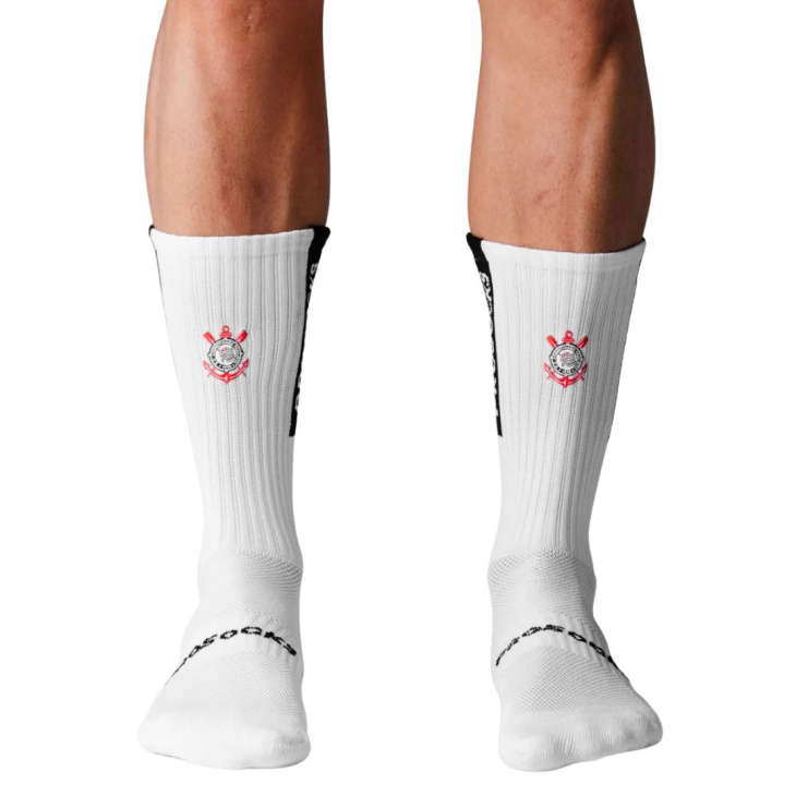 Meia Esportiva Antiderrapante Prosocks   UltraGrip Corinthians Branco