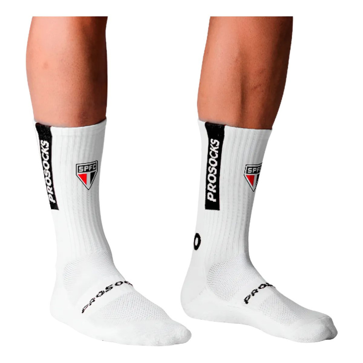 Meia Esportiva Antiderrapante Prosocks   UltraGrip São Paulo Branco