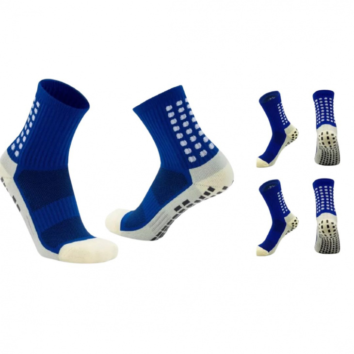 Meias Esportiva Antiderrapante Sport Socks Grip Azul