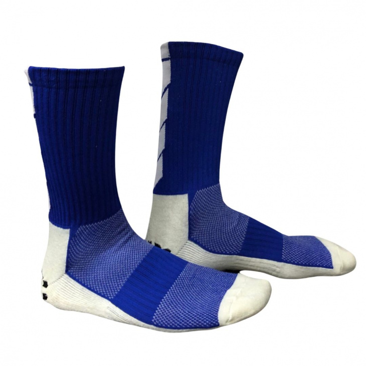 Meias Esportiva Antiderrapante Sport Socks Grip Cano Alto Azul