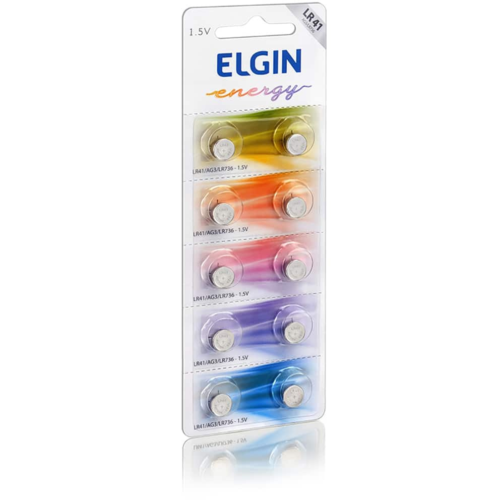 Bateria alcalina 1,5 volts, LR41, 82261, Elgin 10 UN - PAPERPIO