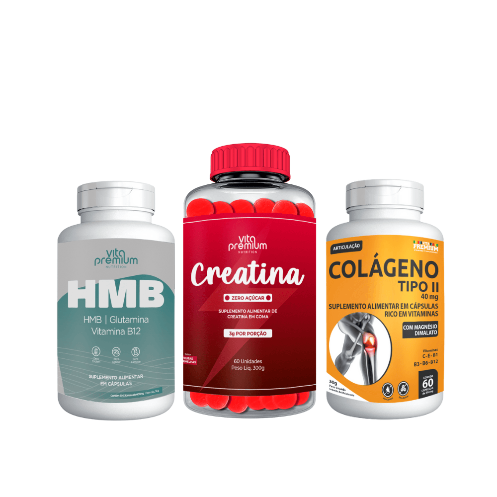 Kit Performance Creatina Gomas Colágeno Tipo II HMB Vita Premium - Mare ...