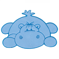 Aplique Hipopótamo Pelúcia Azul Claro