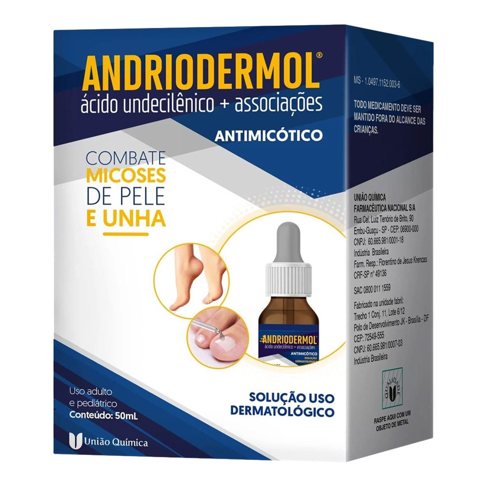 Antifúngico p/ Micose de Pele e Unha - Andriodermol 50ml - Mais Viver