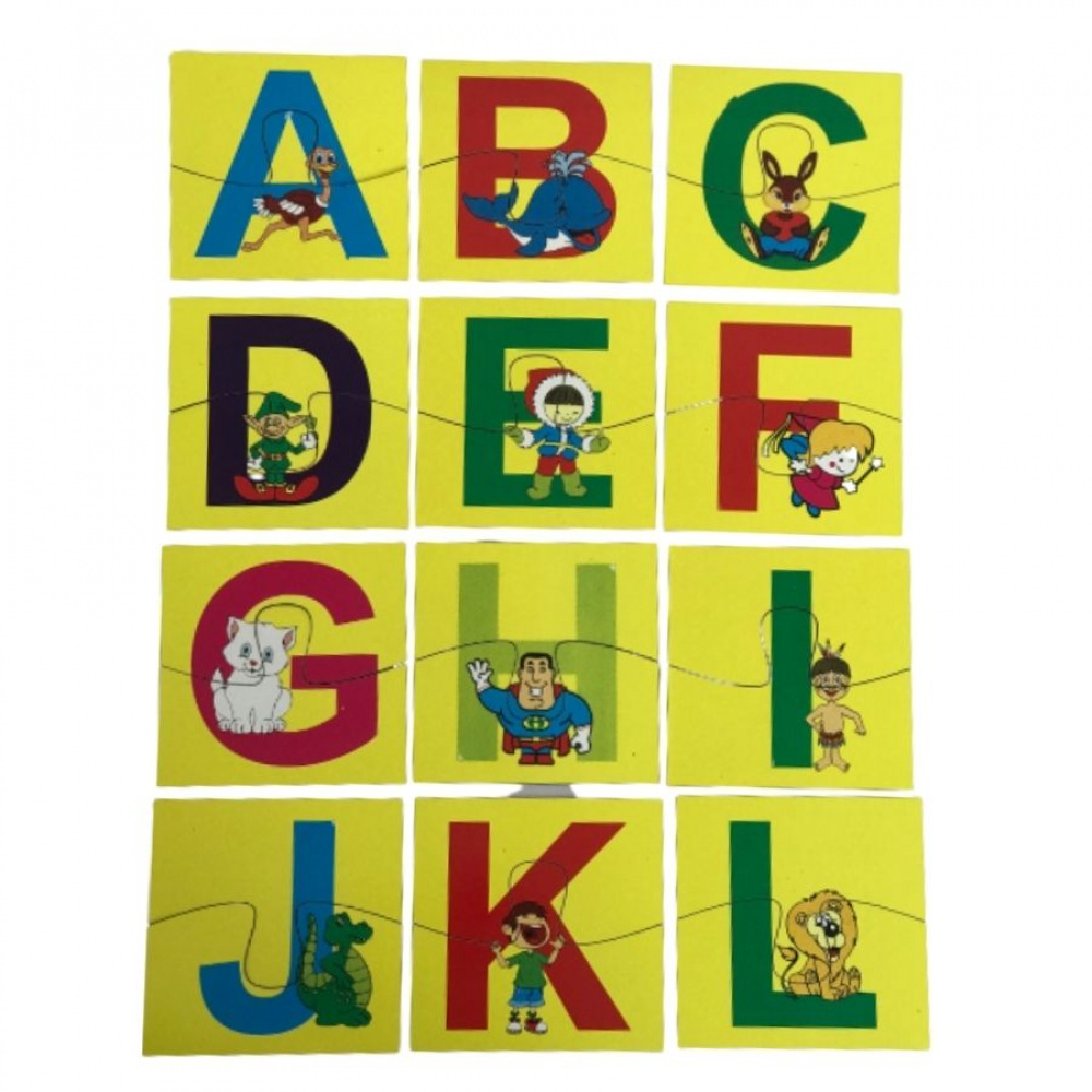 Quebra-Cabeça Alfabeto Ilustrado - Jogo Educativo 52 Peças