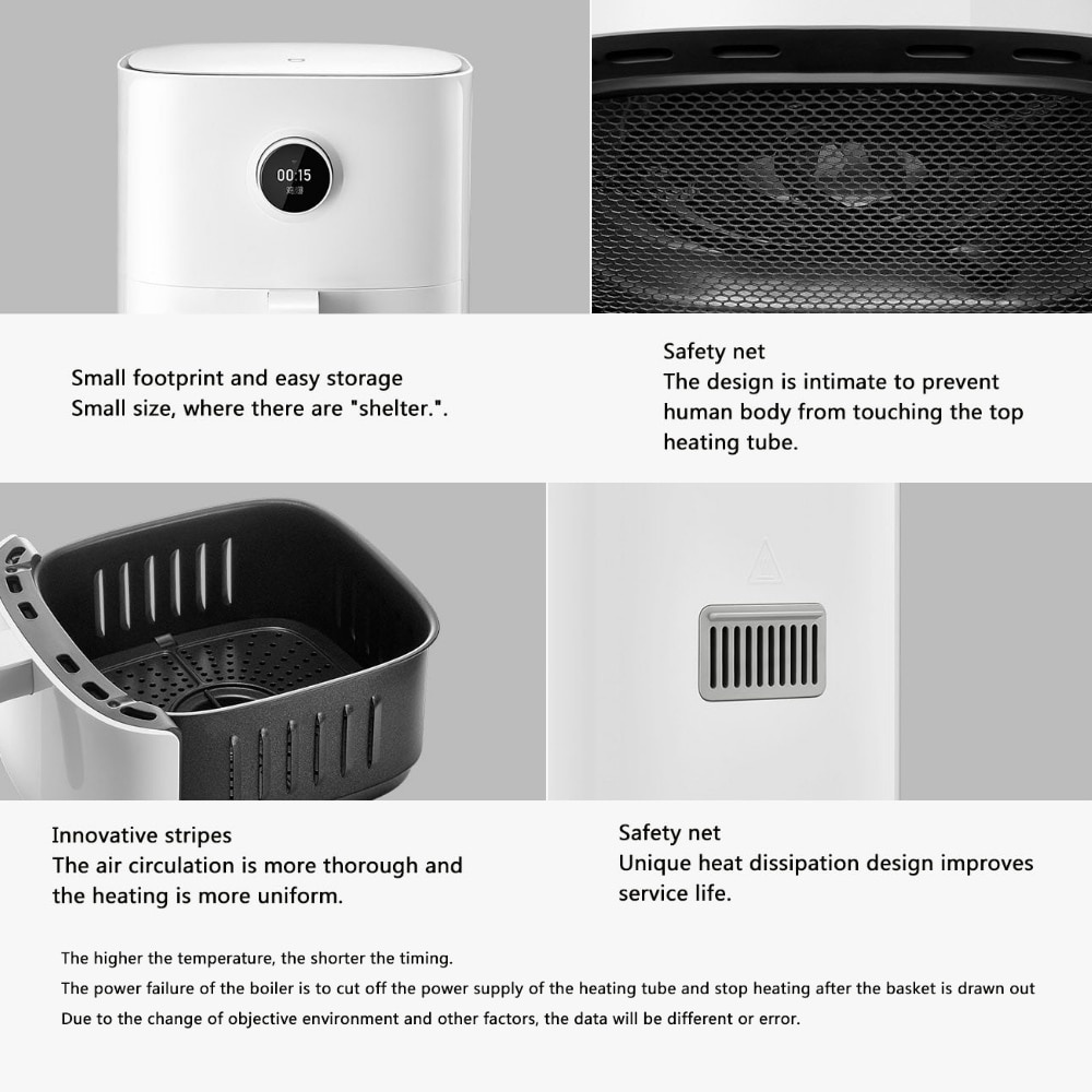 Original Xiaomi Mijia Smart Electric Air Fryer 3.5L OLED Screen Oil-less  Oven Mi Air Frying Pan360°Baking Mijia App Control 220V