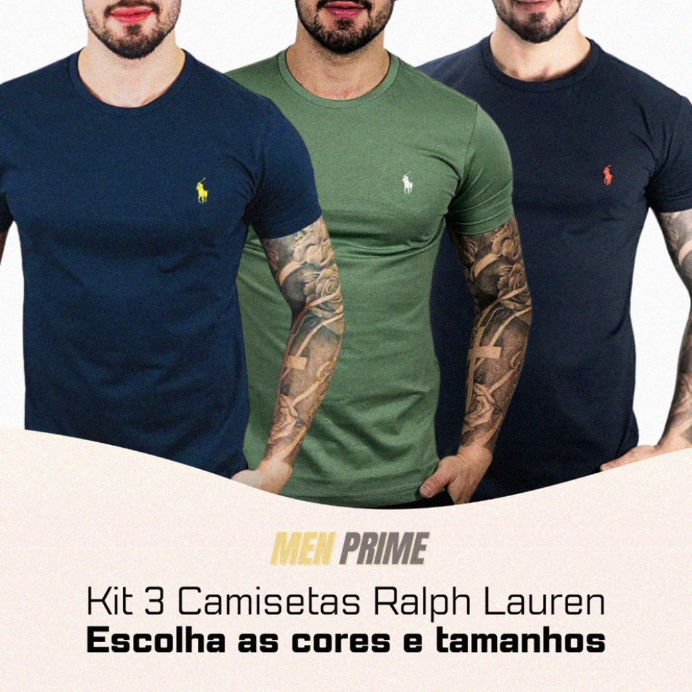 Kit 3 Camisetas Ralph Lauren* - Men Prime Oficial