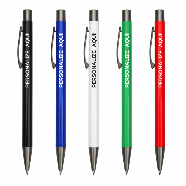 Kit Canetas de Metal 1.0mm com Acionamento por Clique sobre fundo branco