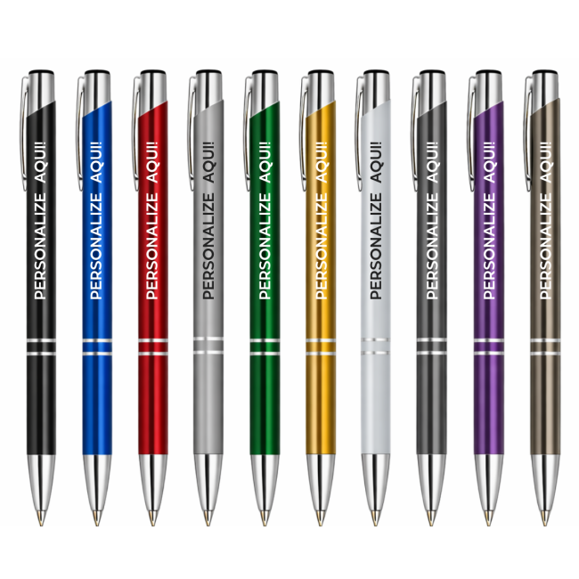 Kit Canetas de Metal 2 Anéis sobre fundo branco