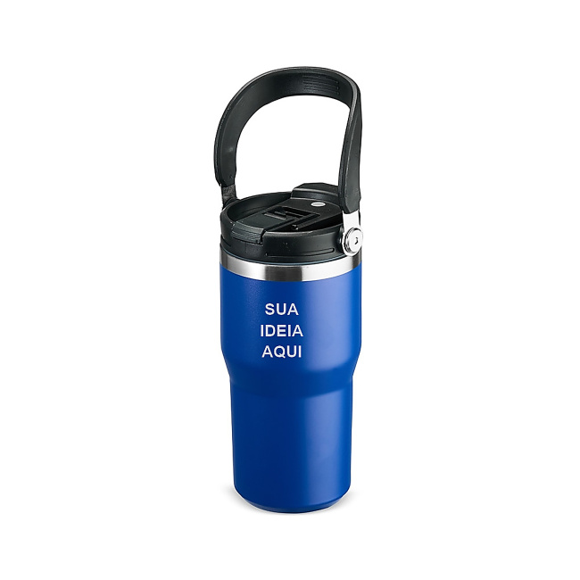 Copo Térmico 600ml com Alça sobre fundo branco