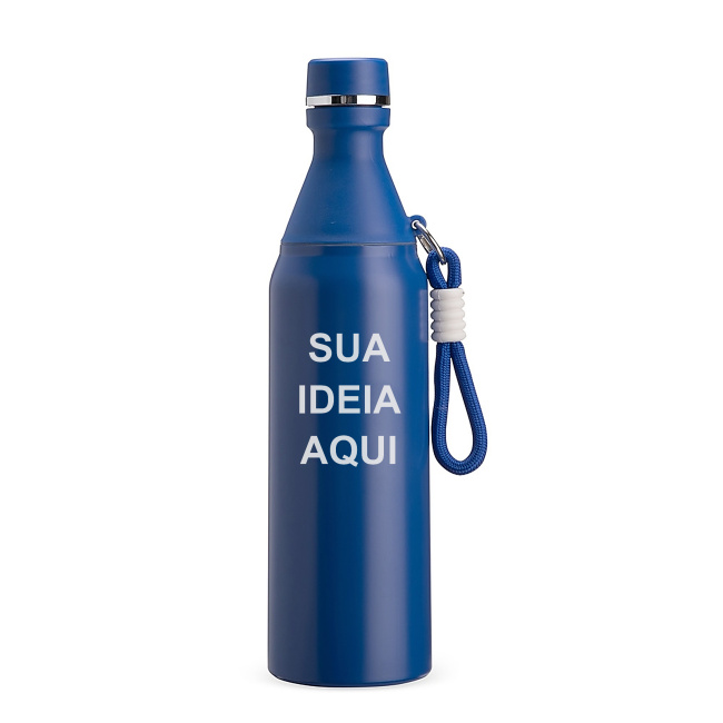Garrafa Térmica 500ml com Alça de Cordão sobre fundo branco