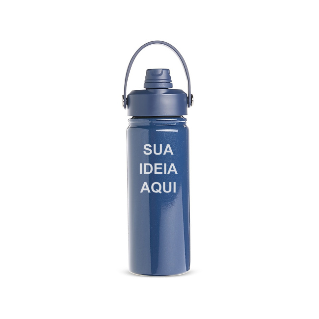 Garrafa Térmica 600ml com Alça Arqueada sobre fundo branco
