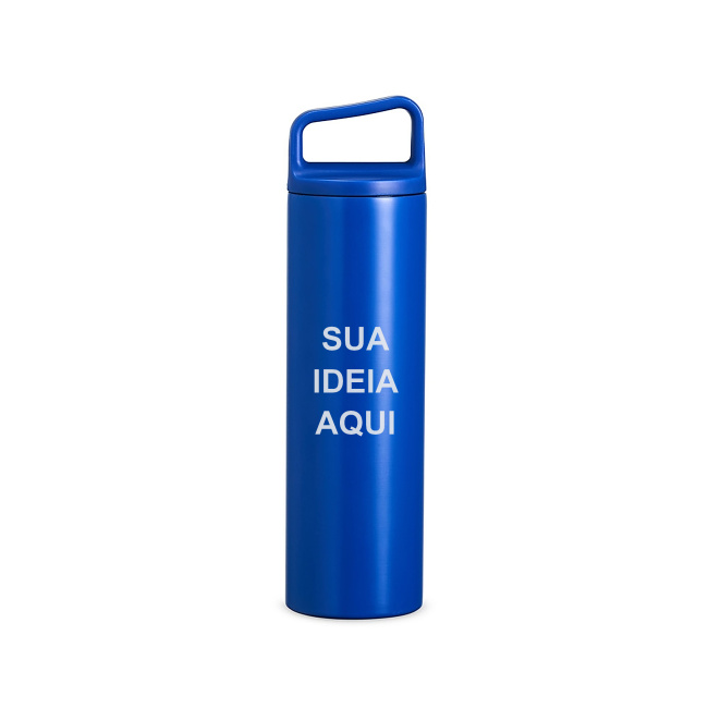 Garrafa Térmica 600ml com Argola sobre fundo branco