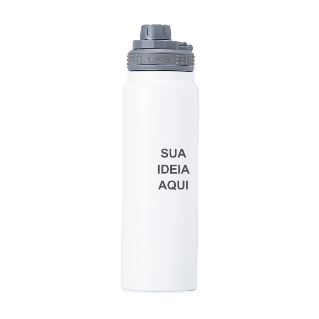 Garrafa Térmica 850ml com Tampa Rosqueável sobre fundo branco