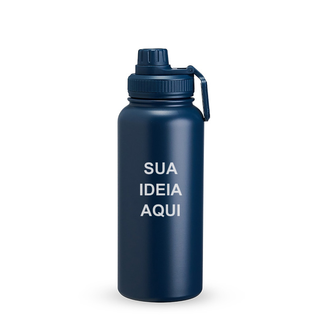 Garrafa Térmica Inox 1 Litro sobre fundo branco