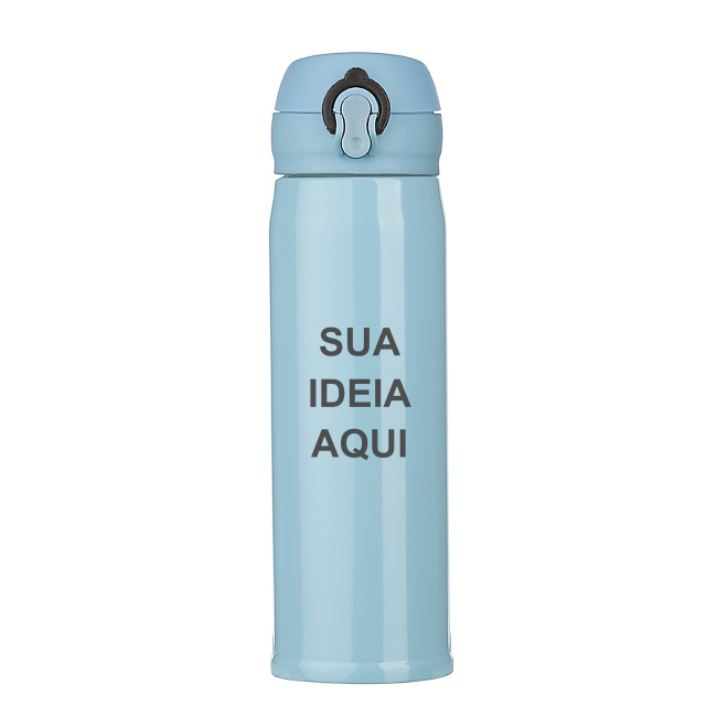 Garrafa Térmica Inox 400ml sobre fundo branco