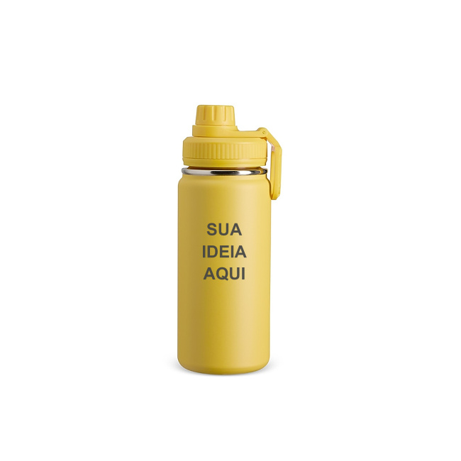 Garrafa Térmica Inox 550ml com Alça sobre fundo branco