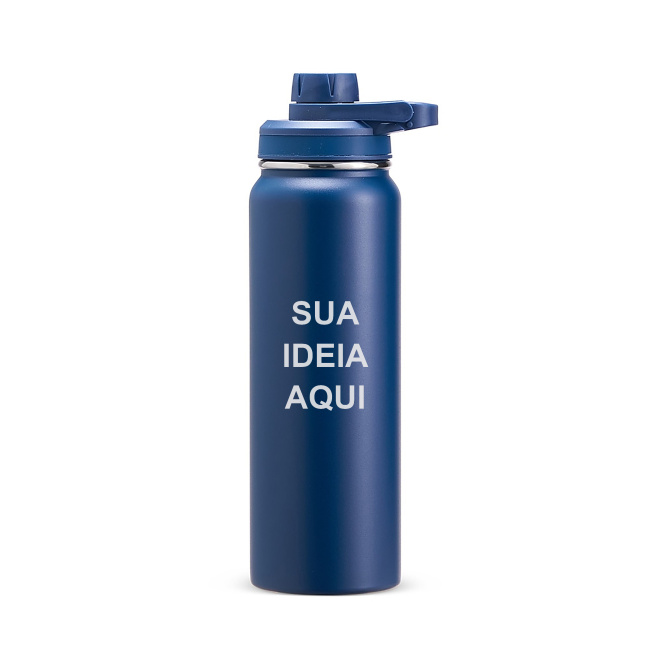 Garrafa Térmica Inox 850ml sobre fundo branco